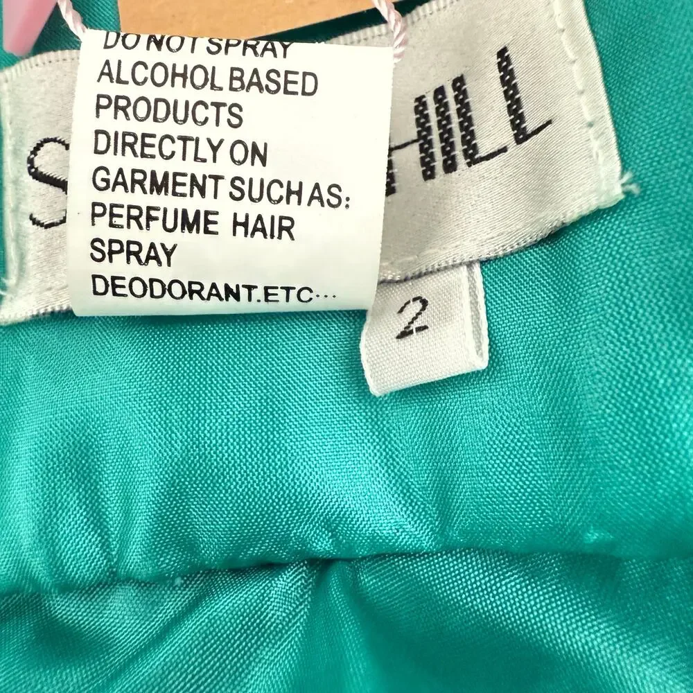 Sherri Hill Beaded Cocktail Dress Mermaid Green Fit & Flare Sz 2 Y2K VTG Prom